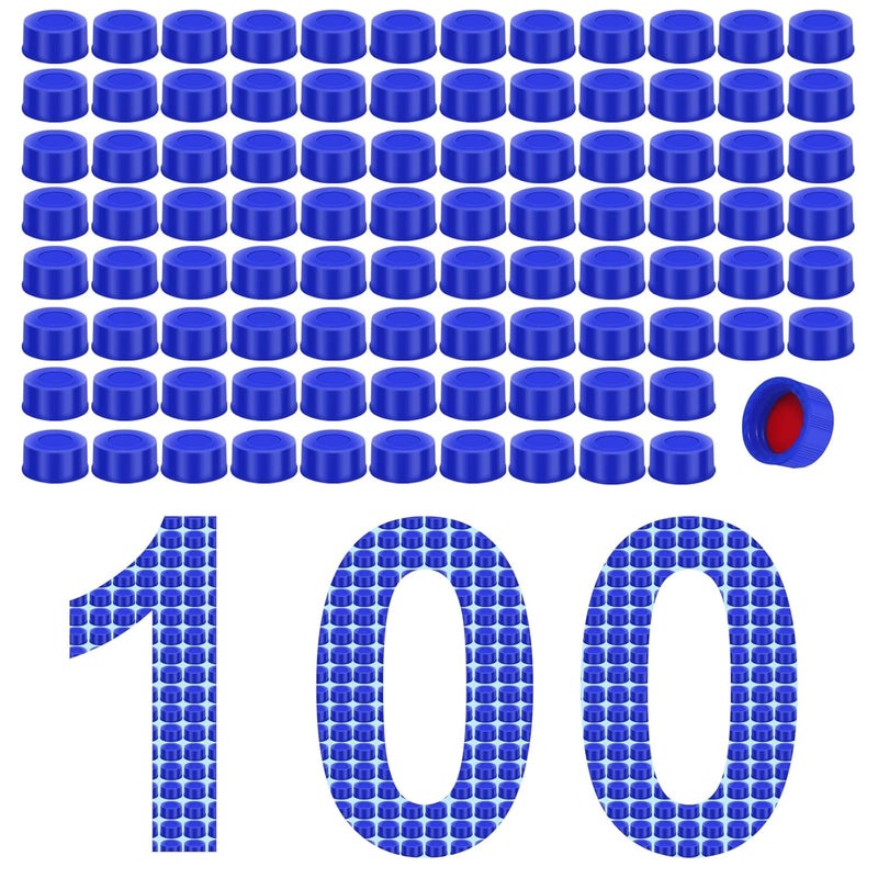 LVDALAB Blue Solid Polypropylene Cap Chromatography vials Caps, Red Silicone Septa with Ribbed Thread Screw Cap, Accessary for 1.5ml 18.ml 2ml 9-425 HPLC Autosampler Vials Pack of 100(Caps Only) - Image 2